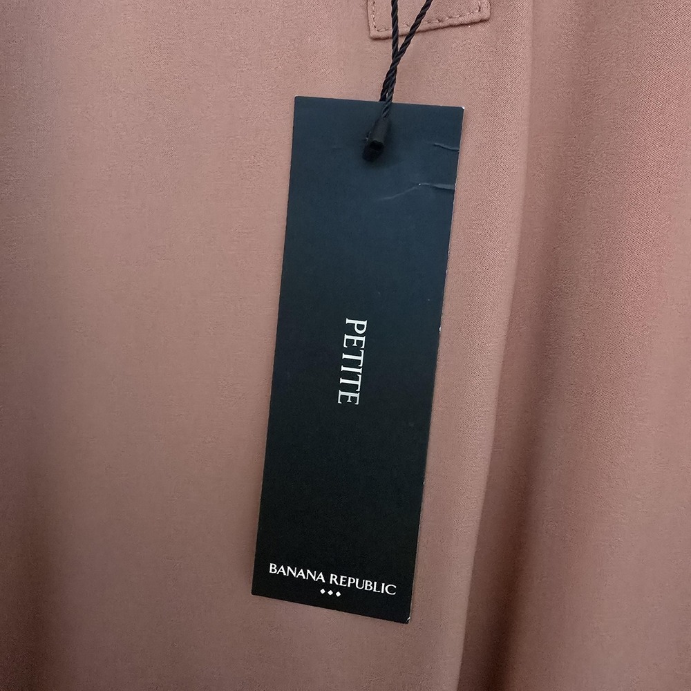 Banana Republic Blouse Women L Petite Pink Amaretti Button V Neck Cap Sleeve Top - Picture 4 of 11
